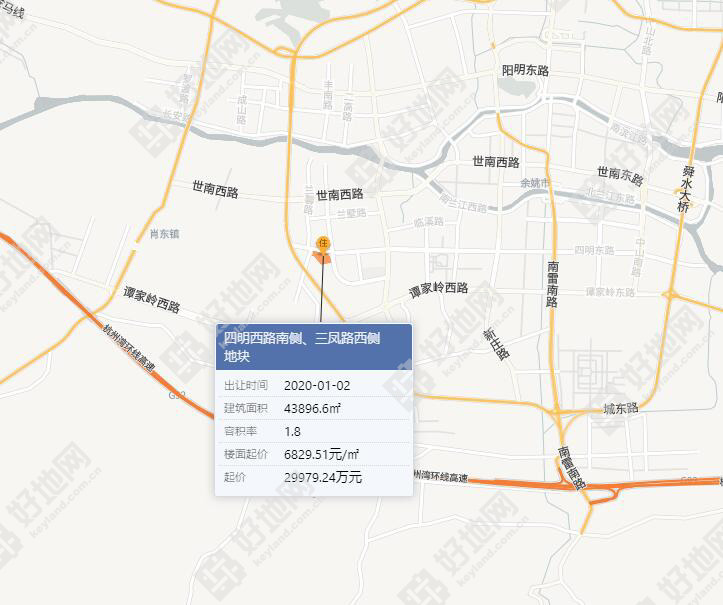 (1.2成交)溢价率47%,天阳地产4.4亿元竞得宁波余姚市商住地,楼面价10042元/㎡_好地网
