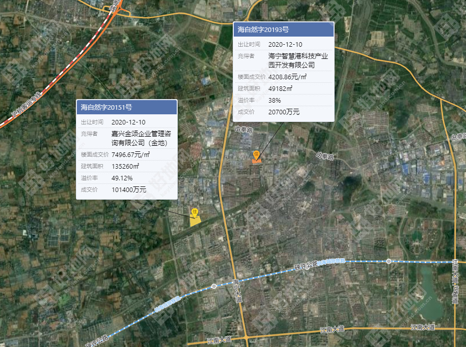 (12.10成交)海宁市西开发区成交2宗涉宅地,金地7497元/㎡竞得海昌街道宅地_好地网