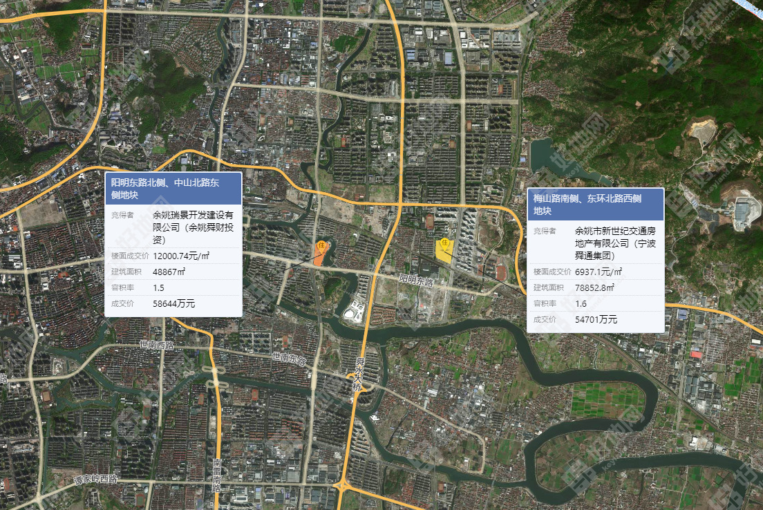 (12.11成交)宁波余姚市凤山街道成交2宗涉宅地,由地方国资底价11.3亿元包揽_好地网