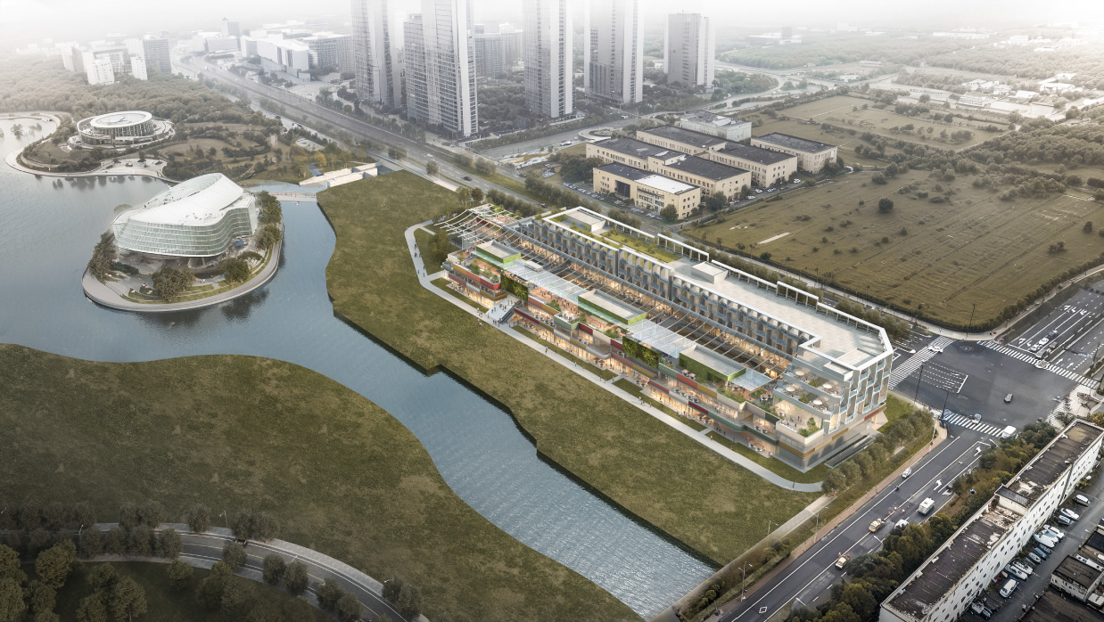 余杭区良渚新城CBD核心区商业水街项目方案公示,紧邻玉湖公园_好地网