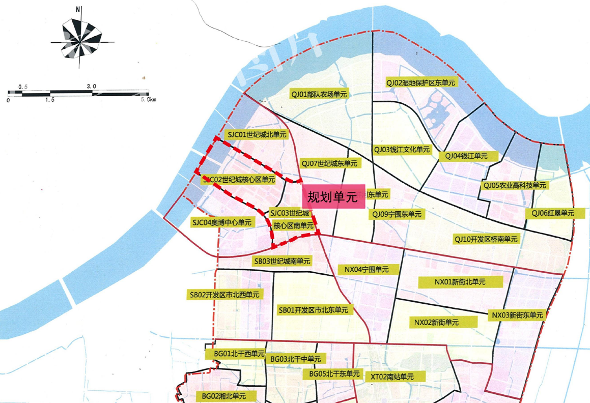 规划单元在杭州的区位钱江世纪城是杭州市城市主中心的重要组成,核心