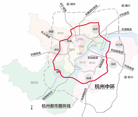 组团和杭州都市圈相关区(市),重要产业集聚区(开发区)及萧山机场,火车